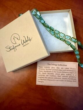 Unique Green Glass Tile Necklace
